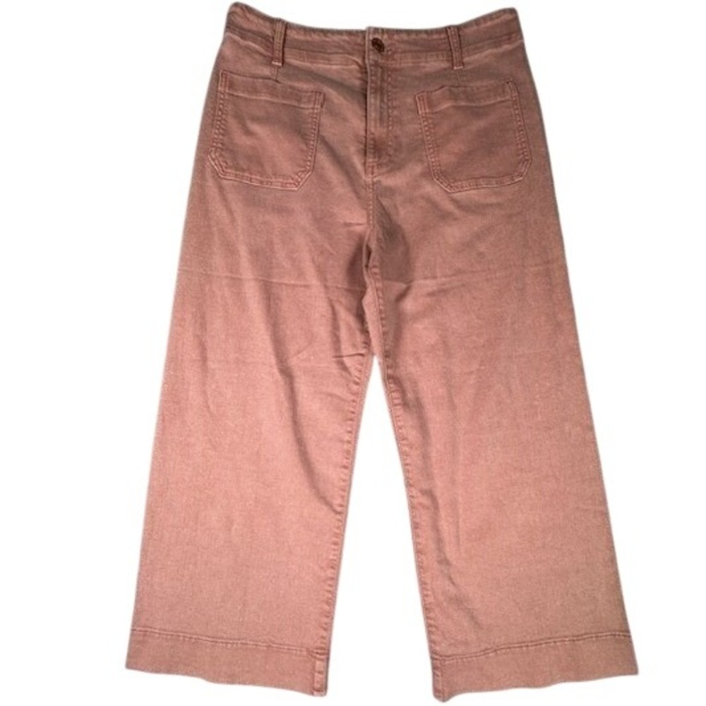 LC Lauren Conrad Wide Leg Crop Pants Womens 14 Super High Rise Pink Stretch